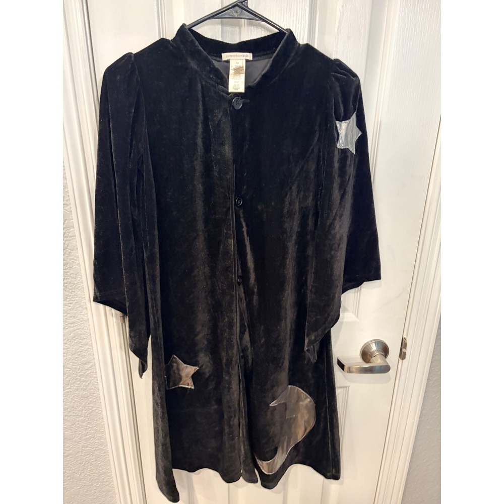 Pottery Barn Kids Costume Robe Black Velvet Star Moon Wizard Sorcerer Dress Up